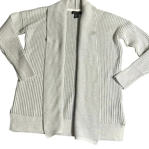TAHARI grey open front cardigan,M. chunky knit , cottagecore,cabincore,office - Picture 6 of 14